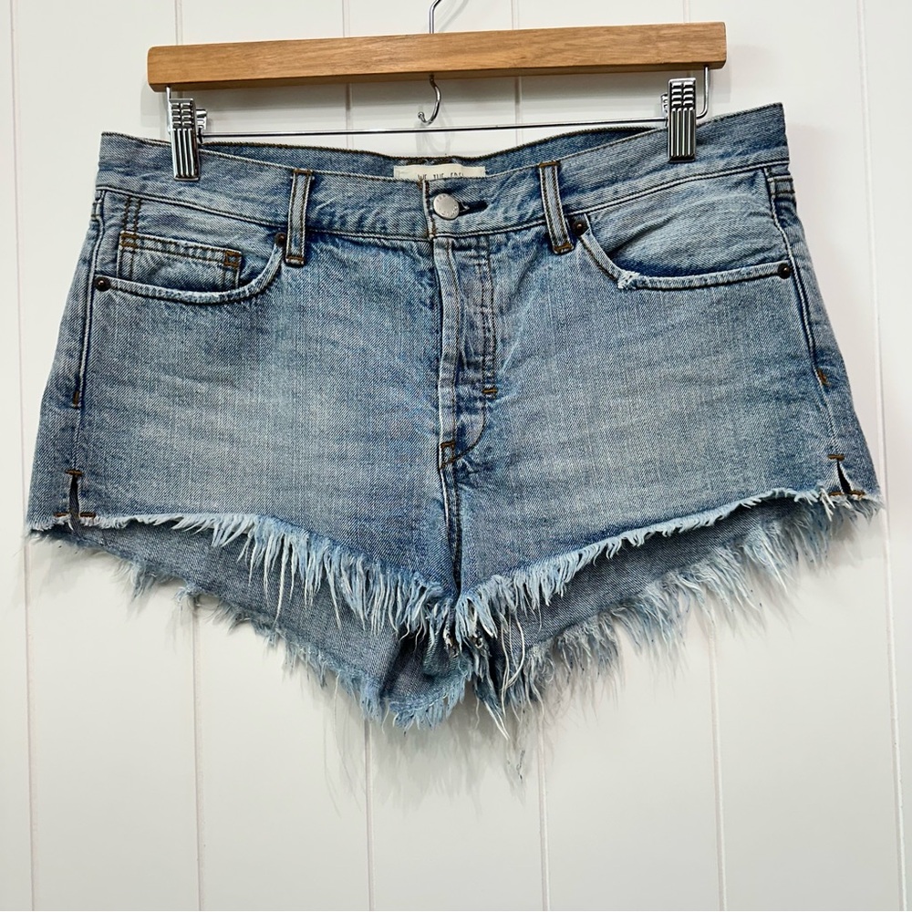 We The Free Light Blue Distressed Denim Jean Shorts